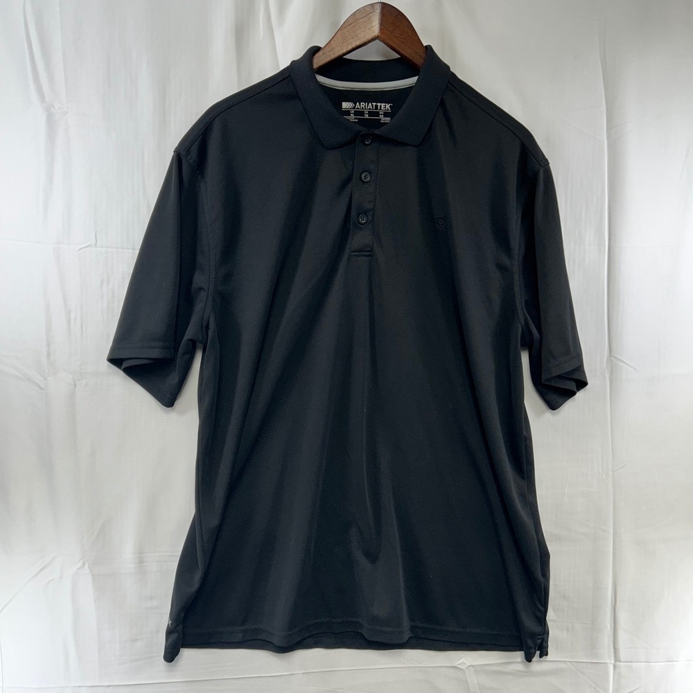 Ariat TEK Polo Shirt Mens XL Black Short Sleeve Performance 10009062